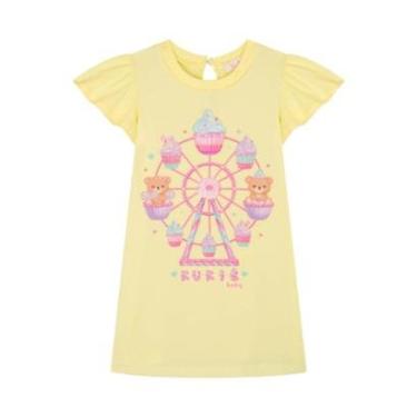 Imagem de Vestido Curto Bebê Amarelo Malha Roda Gigante Kukiê-Feminino
