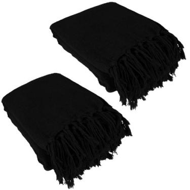 Imagem de Kit 2 Mantas Para Sofá Vermelha 240x180 em Algodão Cor:Preto - Dicaza,