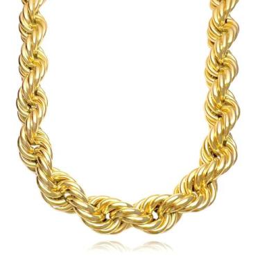 Imagem de Cordão Baiano Masculino Sem Fecho 70cm Banhado a Ouro 24k Corrente Gro