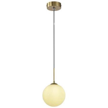 Imagem de Kit 3 Pendente Dourado Globo Vidro Branco Ø12Cm Ball Sala