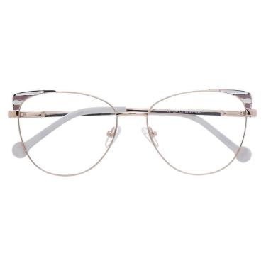Imagem de Armação Óculos Grau Feminino Gatinho Áustria Rosa Com Branco