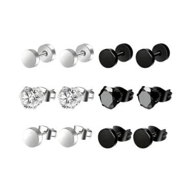 Imagem de Brincos De Argola Unissex De Aço Inoxidável Com Pingente De Cruz E Lâm