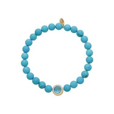 Imagem de Pulseira nádia howlita turquesa zircônias folheado a ouro 18k - Piuka,
