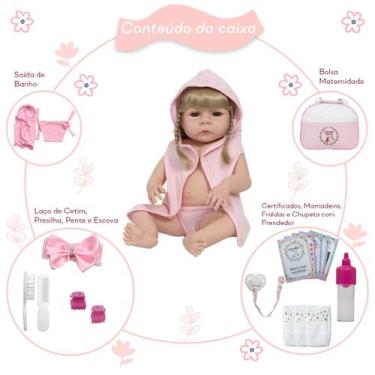 Imagem de Bebê Reborn Loira + Bolsa Maternidade Saída de Banho Barata - Cegonha 