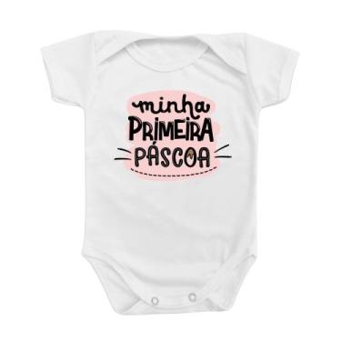 Imagem de Roupinha Body de Bebê Temático Frase Tema Meninas Rosa Minha Primeira 