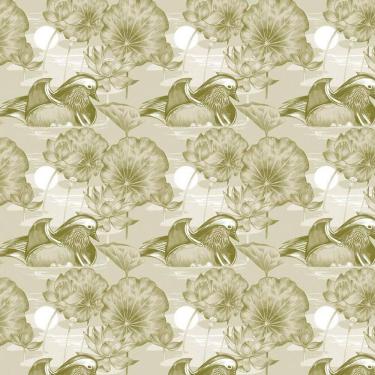 Imagem de Papel De Parede Pato Lagoa Flores E Lua Autocolante Lavável