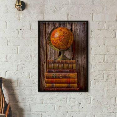 Imagem de Quadro Decorativo Globo e Livros