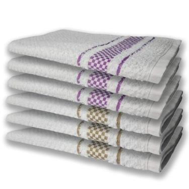 Imagem de 6 Panos De Prato Atoalhado Felpudo Premium Roxo+Marrom - TOALHAS SHOW