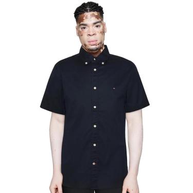 Imagem de Camisa Tommy Hilfiger Masculina Manga Curta Classic Collar Azul Marinho-Masculino