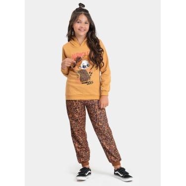 Imagem de Conjunto Inverno Menina Marrom Blusão com Capuz e Calça em Moletom Men
