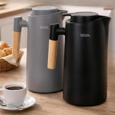 Imagem de Garrafa Termica Amsterda 1 Litro Cabo Madeira Bule Jarra Cafe Cha Leit