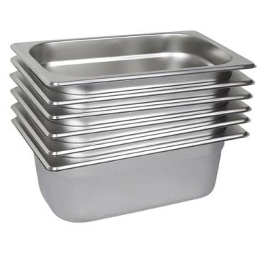 Imagem de 6 Cubas Gastronômica Buffet GN 1/4 100mm Aço Inox Sem Alça - BONSUCESS