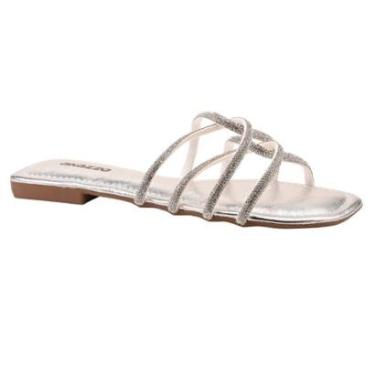Imagem de Sandália Rasteirinha Casual Feminino Akazzo 217NE Prata-Feminino