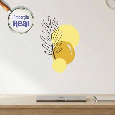Imagem de Adesivo Floral Boho Amarelo Estilo Nórdico 50x35 Minimalista Mod.02