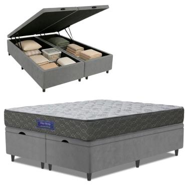 Imagem de Cama Box Baú Colchão Queen Ortopédico Espuma D33 Hiper 158x198x60cm Cinza