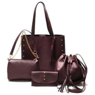 Imagem de Bolsa Feminina Grande kit 4 peças - NoBrand, Marsala