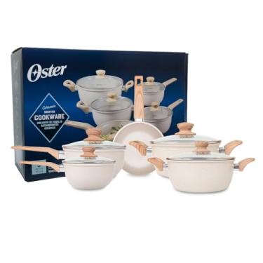 Imagem de OSTER JOGO DE PANELAS E FRIGIDEIRA MARBLE EDITION CREAM – 5 PEÇAS COM REVESTIMENTO CERÂMICO ANTIADERENTE, ALÇAS EM SILICONE ANTITÉRMICO E BASE COMPATÍVEL COM INDUÇÃO