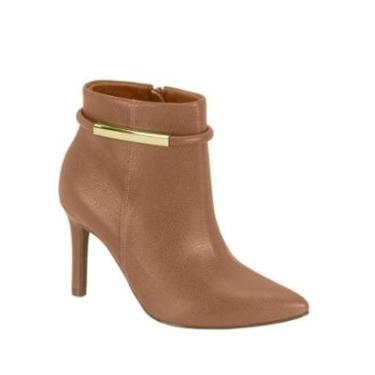 Imagem de Bota Vizzano Bico Fino Cano Curto Salto Fino Tira com Dourado Cor:;Tamanho:37;Gênero:Feminino-Feminino