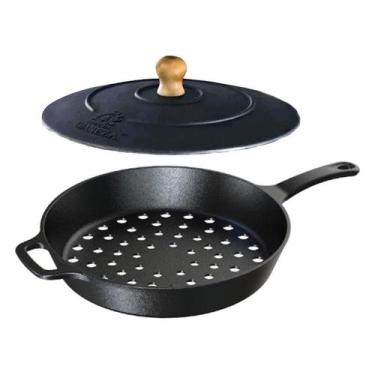 Imagem de Frigideira Assadeira Grill Furada de Ferro Fundido 30cm - Libaneza