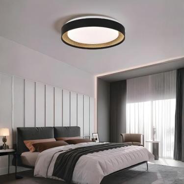 Imagem de Luminária Plafon Led Redonda Cygnus 40cm Metal Detalhe Dourado Teto Sa
