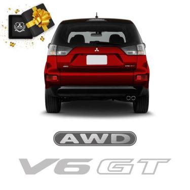 Imagem de Adesivos Outlander Awd V6 Gt 2007/2013 Tampa Traseira Prata - SPORTINO