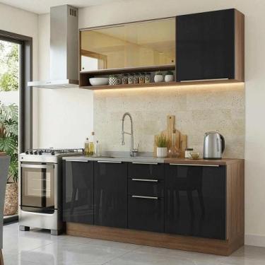 Imagem de Armário de Cozinha Compacta 180 cm Lux Madesa 04, Rustic/Preto