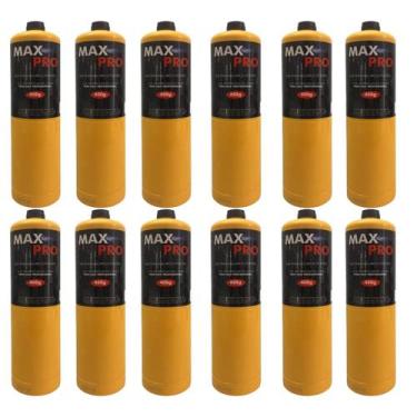 Imagem de 12 refil cilindro maçarico portátil map propano 400g max pro - OBAGAS