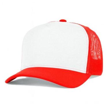 Imagem de Boné Trucker Liso Redinha Tela Aba Curva Cor:Vermelho Frente BrancaTam