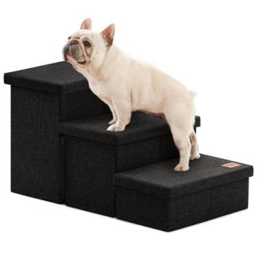 Imagem de Escada para Cães Love's cabin com 3 Degraus Dobrável 45 cm de Altura