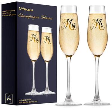 Imagem de Conjunto de taças para champanhe Mfacoy Mr & Mrs 15 cm 180 ml