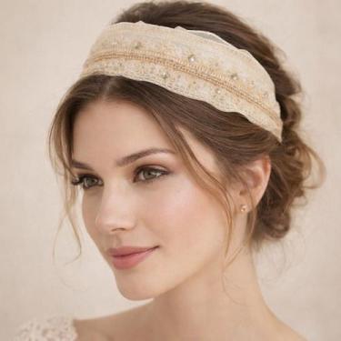 Imagem de Tiara De Cabelo Larga Em Crochê Artesanal - Lika Bijuterias, MODELO 07