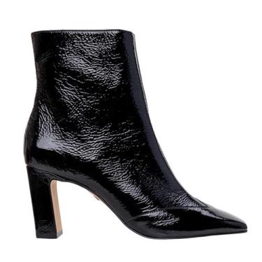 Imagem de Bota Carrano Feminina Preta Cano Curto Couro Verniz, 36, Black