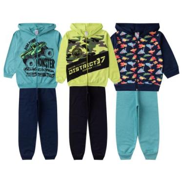 Imagem de Kit 2 conjunto infantil menino moletom Grosso, Roupa inverno flanelado