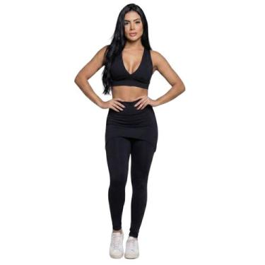 Imagem de Conjunto Top Bojo e Calça Saia Bella Fiore Tapa Bumbum Roupa Para Acad
