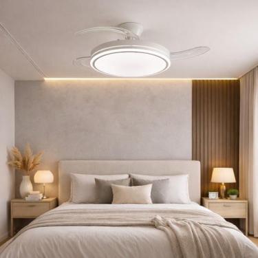 Imagem de Ventilador Teto Branco Retrátil LED 3 Cores Controle Remoto - LUXOR ST