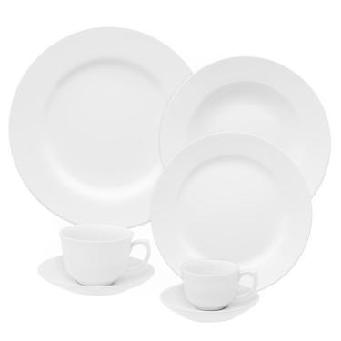 Imagem de Aparelho de Jantar Flamingo White 42 Peças Porcelana Liso para Uso Diário Branco Oxford