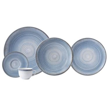Imagem de Aparelho de Jantar Esfera 20 Peças em Porcelana Resistente ao Micro-ondas e Lava-louças Azul Celeste Schmidt