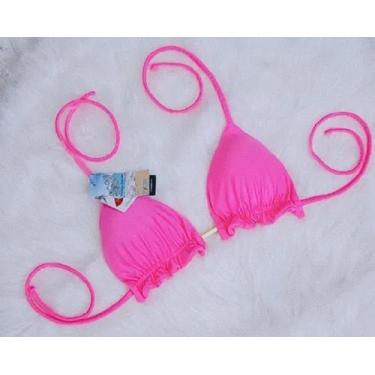 Imagem de Top Cortininha Com Babadinho Rosa Neon - Nayklê Moda Praia, Rosa néon,