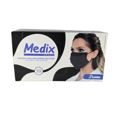Imagem de Mascara tripla descartável c/elast preta caixa 50un medix cor:preta, P