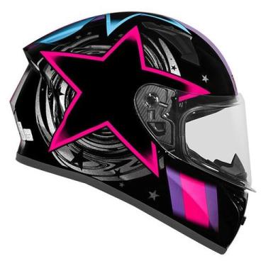 Imagem de Capacete Feminino Ebf Xtroy FF 526 Cosmic Preto e Rosa Fechado Moto, 5