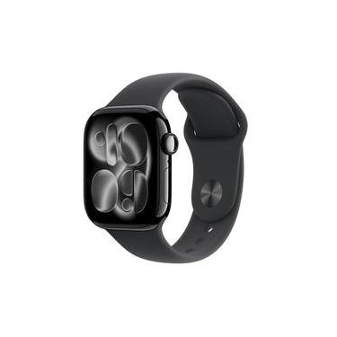 Imagem de Apple Watch Series 11 GPS 42mm Preto Brilhante Pulseira M/G Esportiva Preta