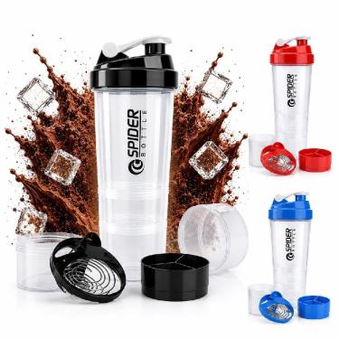 Imagem de Coqueteleira Fitness 3 Andares Garrafa Shaker Academia Suplementos Plastico Resistente Compartimentos Organizadores