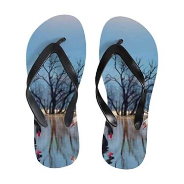 Imagem de Chinelo feminino preto e branco cisnes sandálias de praia finas para homens sandálias de verão estilo chinelos de viagem, Multicor, 4-5 Narrow Women/3-4 Narrow Men