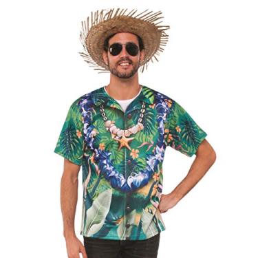 Imagem de Pizazz! Fantasia masculina havaiana adulta, azul/verde, padrão, Azul/verde, Standard