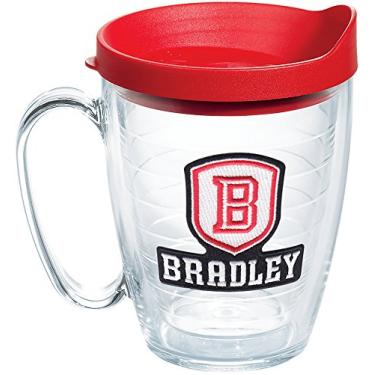 Imagem de Tervis Caneca Bradley University Braves B com emblema e tampa vermelha 473 ml, transparente