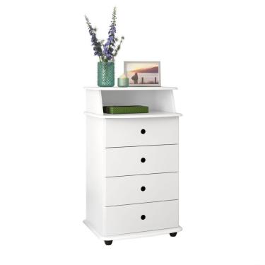 Imagem de Mesa de Cabeceira Luxo ll 4 Gavetas Branco - Rede Móveis