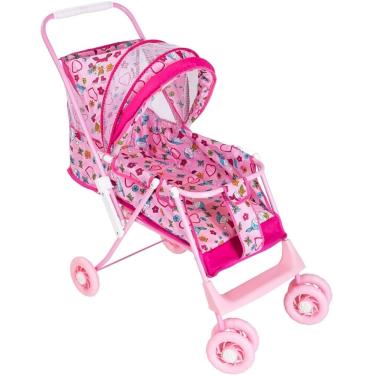 Imagem de Carrinho De Boneca Milano Bebe Reborn Rosa P/ Boneca Grande