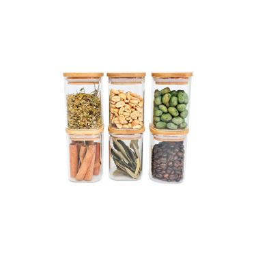 Imagem de Potes De Mantimentos Quad 200Ml C/ Tampa Bambu Oikos - 6 Pçs