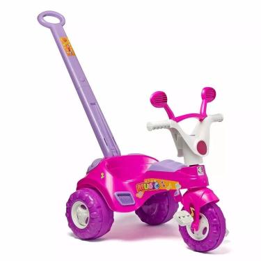 Imagem de Triciclo Baby Music Rosa com Haste Cotiplas 1802