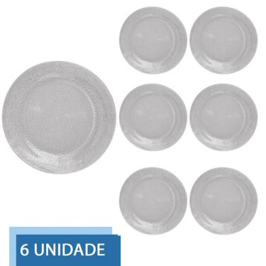 Imagem de 6 Pratos Redondos Raso 23cm Acqua Refeição Transparente